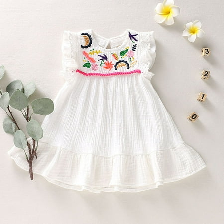 

Huilaibazo Girls Dress Sleeveless Embroidery Flower Princess Baby Dress Clothes Girl Kid Girls Dress&Skirt