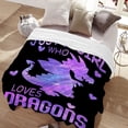 thumbnail image 2 of Blanket Just A Girl Who Loves Dragon Fleece Lightweight Throws Gift for Birthday Christmas Soft Flannel Blankets for All Season Bed Sofa 50"x40" XS Twin for Kids, 2 of 6