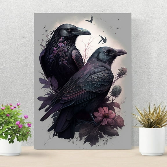 Raven's Refuge - Dark Raven Canvas Wall Art
