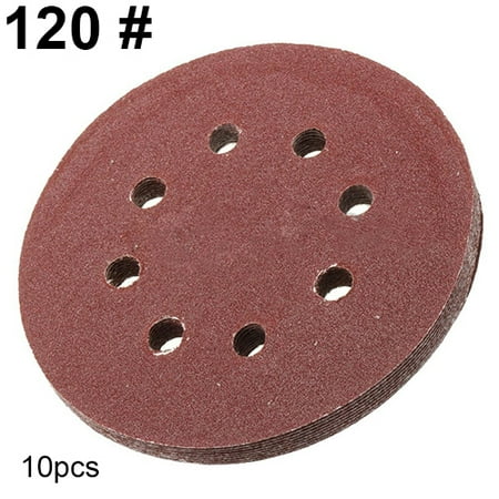 

Farfi 10 Pcs 125mm 5inch 8 Holes Hook Loop Sanding Discs Grit Orbital Sander Pad Mat (120 (Grit))