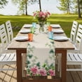 thumbnail image 4 of Table Runners 70 Inches Long Dress Scarves, Spring Pink Roses Farmhouse Coffee/Dining/Kitchen Table Decor, Holiday Table Runner, Pastoral Eucalyptus Leaves Rustic Burlap 13x70 Inch, 4 of 9