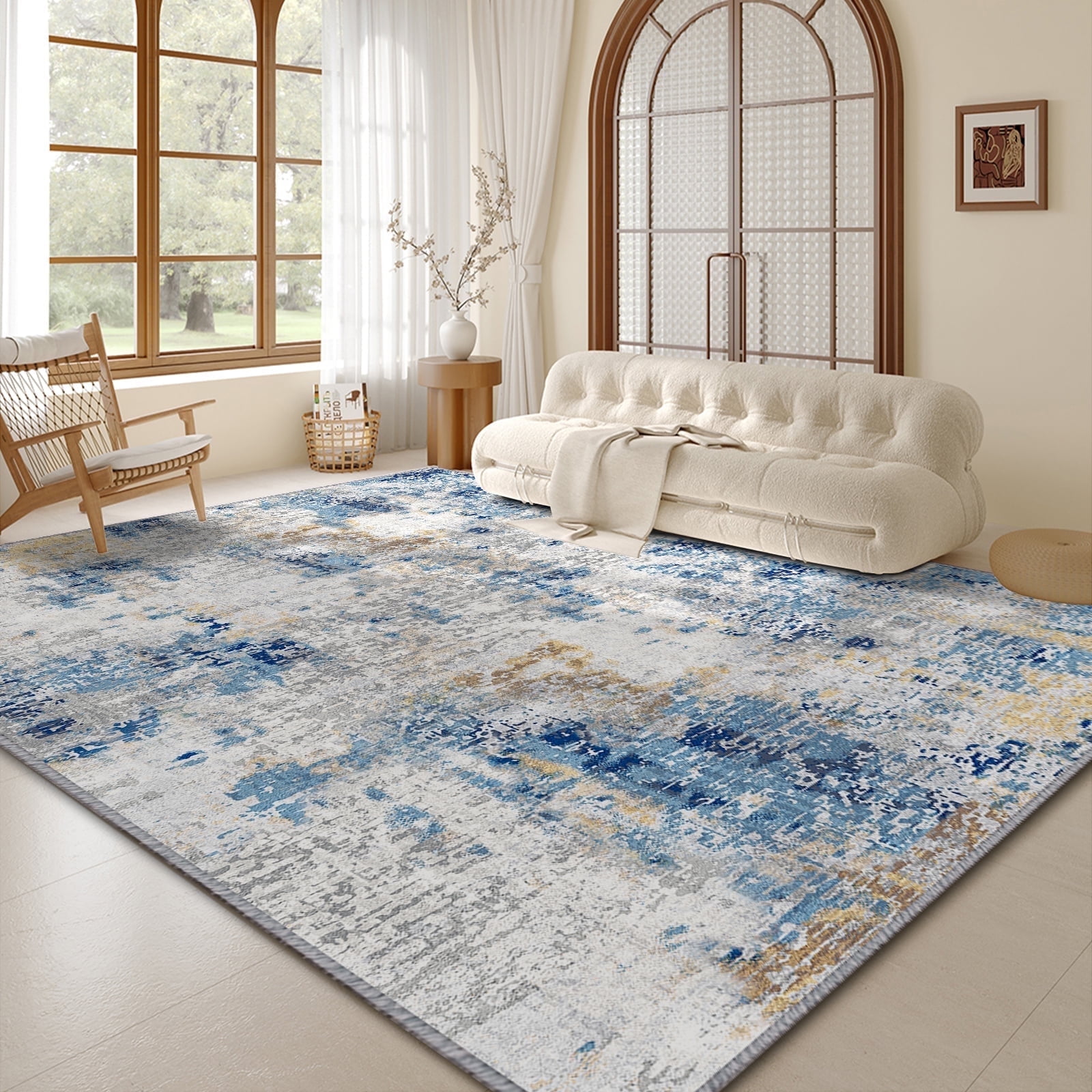 Pentantan Area Rugs 6'x9', Modern Washable Rug, Indoor Carpet for Living Room, Bedroom, Blue