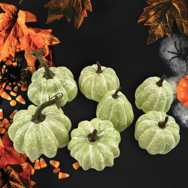 Cabazas artificiales Yotijar Calabaza de simulación Decoración de bricoje de Otoño de Mesa 7 piezas verde