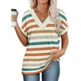 thumbnail image 4 of SOMER Women Tops Short Sleeve Striped V Neck T Shirt Casual Loose Fit Tops for Women Summer Shirts, 4 of 6