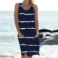 thumbnail image 1 of Nouvelle Robe Rayée pour Femmes Col Rond Sans Manches Robe Moulante Imprimée Robe Décontractée Style Tribal Élégant Robe Imprimée avec Poche, 1 of 7