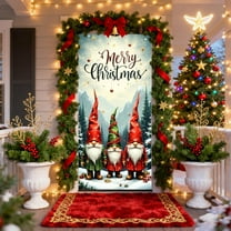 Lwlmwt Santa Christmas Door Cover 35x71 Inch, Merry Entryway Decor for Winter Festivities, Seasonal Party Background, Front Porch Display and Christmas Decoration