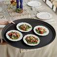 thumbnail image 3 of TrueCraftware- Set of 2 Oval 22" x 27" Serving Tray Fiberglass Black- Oval Tray Non Slip Surface Plastic Food Meals Server Tray with Raised Edges for Home Kitchen Restaurant Cafeteria Bar Hotel, 3 of 5