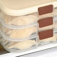 thumbnail image 6 of 3-Layer Dumpling Storage Box with Lid - Stackable, Airtight Food Container for Cookies, Wontons & Donuts, Fridge Organizer with Secure Buckle Milk-Brown, 6 of 8