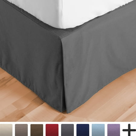 Crochet Tailored Split Corner Bedskirt - Bed Skirt Double Brushed Premium Microfiber, 15-Inch Tailored Drop Pleated Dust Ruffle, 1800 Ultra-Soft, Shrink and Fade Resistant (Queen, Grey)