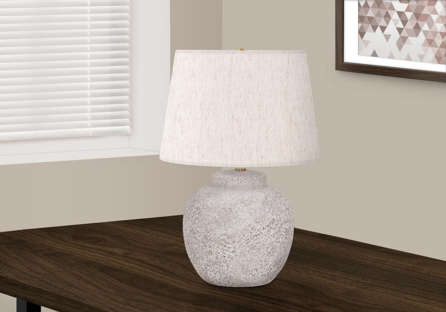Monarch Specialties Lighting, 22"h, Table Lamp, Cream Concrete, Ivory / Cream Shade, Modern