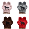 thumbnail image 5 of Women Winter Warm Knitted Gloves Funny Black Horse Irregular Patchwork Mittens, 5 of 9