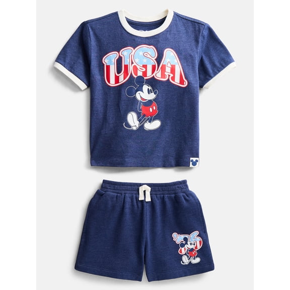 Disney Toddler Boys Mickey USA Graphic Tee and Shorts Set, 2-Piece, Sizes 12M-5T