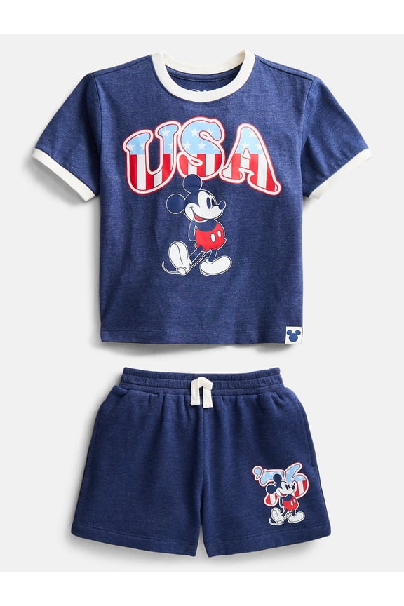 Toddler Boys Mickey USA Graphic Tee and Shorts Set, 2-Piece, Sizes 12M-5T
