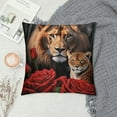thumbnail image 2 of QZHH  Leopard Throw Pillow Covers Soft Lion Rose Floral Cushion Covers Pillow Cases for Couch Sofa Bedroom Car Botanical Flowers Red Decorative Throw Pillowcases, 2 of 5