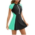 thumbnail image 2 of Afdoent Women's One Piece Swimsuits Women Fashion Conservative Swimsuit Short Sleeve Triangle Swimsuit 2026 Beach Vacation Clothes, 2 of 4
