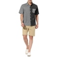 thumbnail image 2 of Lars Amadeus Men's Shirts Short Sleeve Summer Cotton Patchwork Button Down Shirts S Black White, 2 of 5