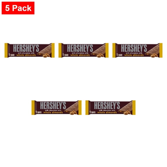 HERSHEYS Milk Chocolate with Whole Almonds Candy Bar 1.45 oz - 5 Pack