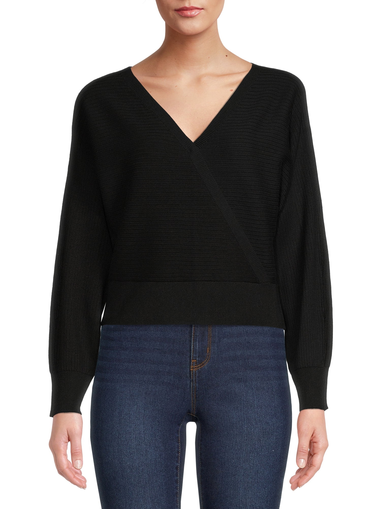 Derek Heart Women's Wrap V Neck Sweater