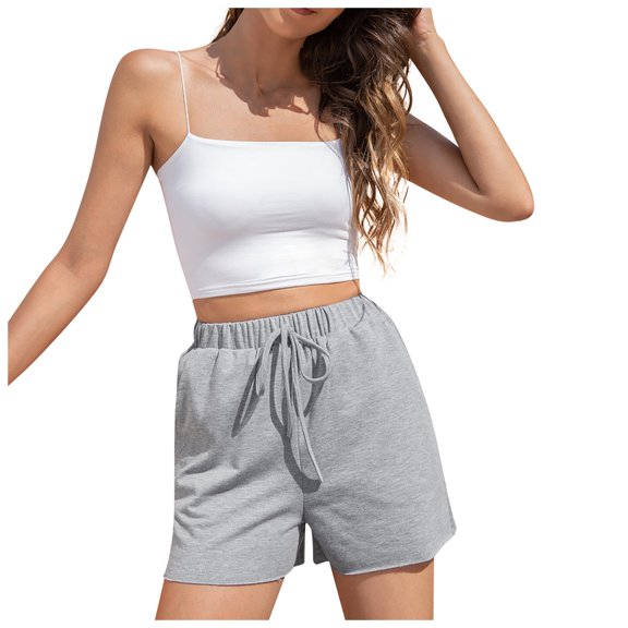 Aayomet Shorts For Women Women's Plus Size Floral Print Beach Shorts with Pockets-Quick Dry Summer Swimmwear Shorts,Gray L