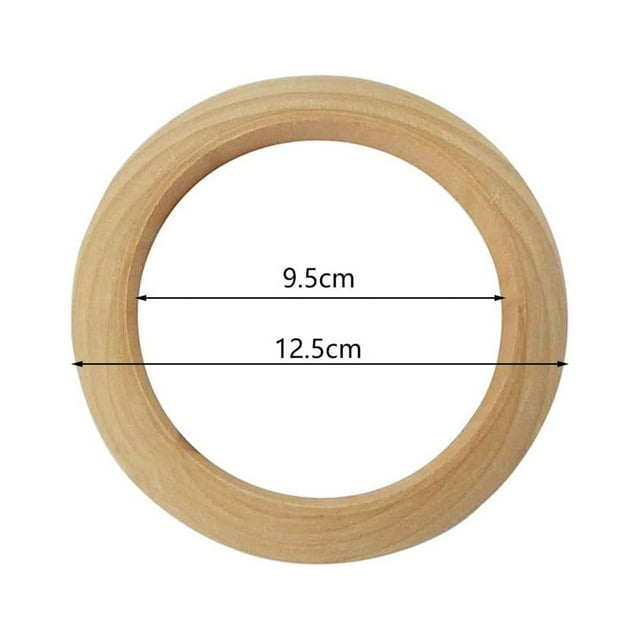 Lefu 1pc Unfinished Wooden Rings Multiple Sizes Solid Color Natural Wood Circle Rings