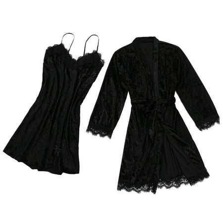 

Mackneog Sleep Dress for Women Women s Sexy Pajamas Lace Velvet Solid Color Lace Two-Piece Pajamas Nightdress Underwear Sleepwear Other Lace Thong Plus Size Panties