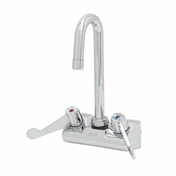 T&S Brass - Equip 4'' Wall Mount Faucet, 3'' Swivel Gooseneck, 2.2 gpm Aerator, 4'' Wrist-Action Handles