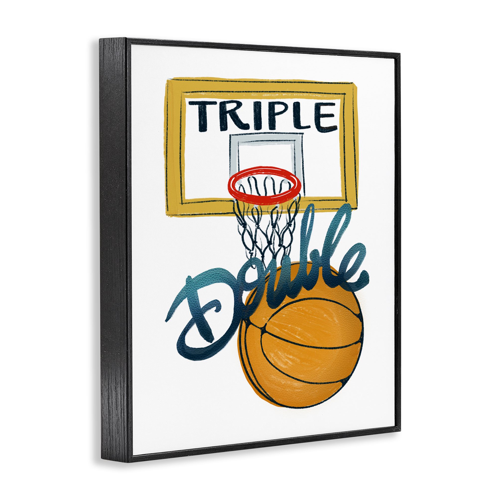 Triple Double Basketball Black Framed Giclee Art, design by Connie Summers