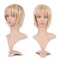 thumbnail image 1 of MesaSe Perruque Synthétique Longue Bouclée avec Frange Cheveux Courts Perruques Résistantes à la Chaleur Perruque Complète pour Femmes Blond Mèches, 1 of 4