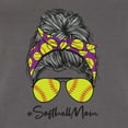 thumbnail image 2 of Messy Bun Softball Mom Life Game Day Vibes Sports Lover | Mother's Day Sports Womens Slim Fit Junior Tee, Dark Grey, L, 2 of 5