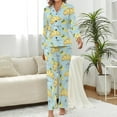 thumbnail image 2 of Top-kevin Womens Pajamas Set Croissant Pancake Strawberry Soft Long Sleeve Sleepwear Button Down Sets, 2 of 12