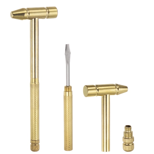 Unique Bargains 2Set 3 in 1 Mini Multifunction Copper Hammer with Slotted Screwdriver