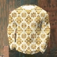thumbnail image 1 of Ceisia Men's All-Season Casual Regular Fit Crew Neck Sweatshirt Gold Foil Navajo Geometric Totem Print Waffle Knit Stretch Fabric Multicolor L Gifts, 1 of 3