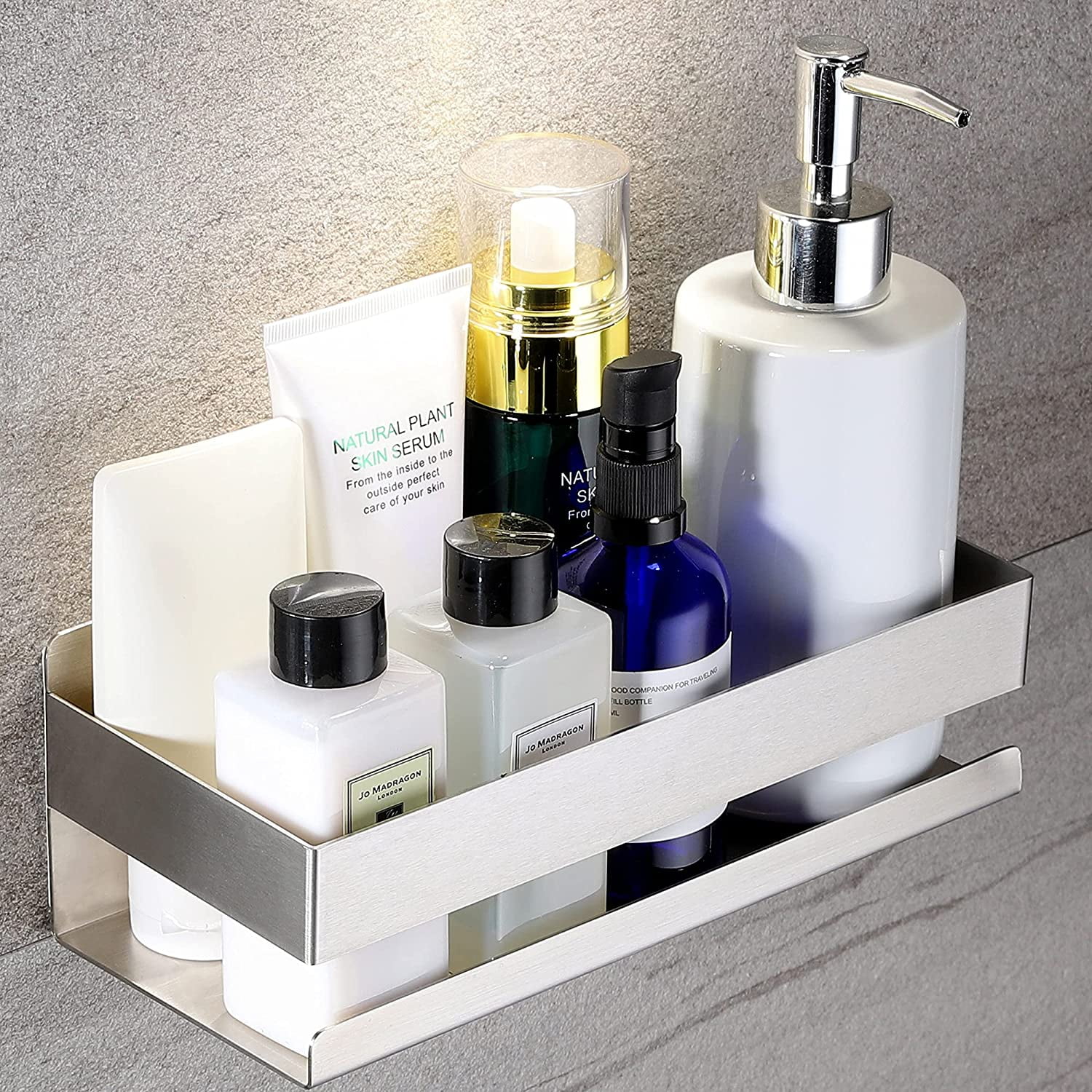 Self Adhesive Shower Shelf No Drilling, Stick on Bathroom Shelf Wall