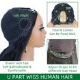 thumbnail image 3 of Peluca de cabello humano con partes en forma de U, lisa y brillante, 100% virgen brasileña, 3 of 7