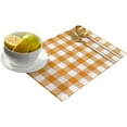 thumbnail image 2 of Thanksgiving Buffalo Plaid Orange Indoor Placemat Set of 4,Non-Slip Placemats for Kitchen/Dining Table/BBQ/Patio/Parties,12"x18" Washable Durable Cotton-Linen Table Mats,Farmhouse Checkered, 2 of 6