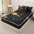 thumbnail image 2 of Manfei Vintage Planets Zipper Twin Comforter Sets with Fitted Sheet and 2 Pillowcases,Celestial Math Notes Print Zipper Bedding Set,Black Brown,Black Reversible,4pcs, 2 of 8