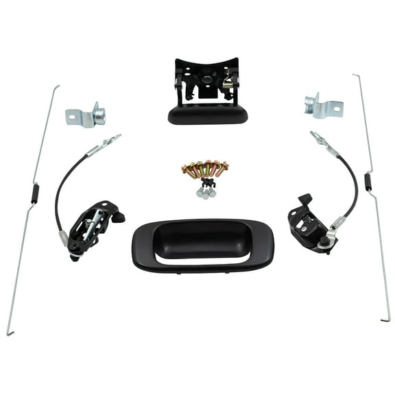Brock Replacement Tailgate Handle Kit with Latches Bezel Cables Rods & Bed Side Hinges Compatible with 1999-2006 Silverado Sierra Fleetside Style 2007 Classic Fleetside Pickup Truck