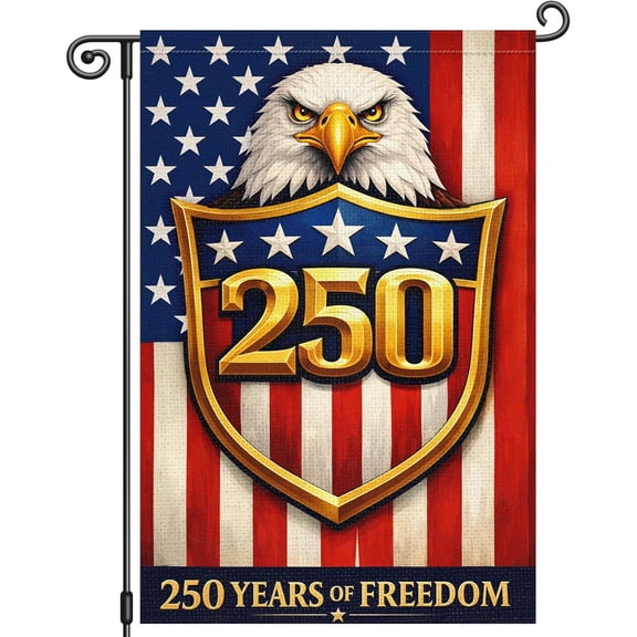 USA 250th Anniversary Flag, 1776-2026 250 Year Patriotic Banner, 250 Years America Double-Sided Garden Flag 12 x 18 Inch