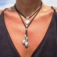 thumbnail image 1 of Boho Leather Necklace Beaded Alloy Pendant Statement Necklaces for Women Personalized Handmade Bohemian Vintage Jewelry, 1 of 5