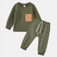 thumbnail image 2 of HCNTES Baby Boy Winter Clothes Toddler Boys Baby Girls Cotton Splicing Pocket Long Sleeve Top Pants Splicing Suit Two Piece Children's Outfits, 2 of 8