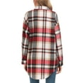 thumbnail image 5 of PPYOUNG Women's Plaid Shackets Flannel Long Sleeve Button Down Shirts Outwear Coat Jackets, Red, 5 of 6