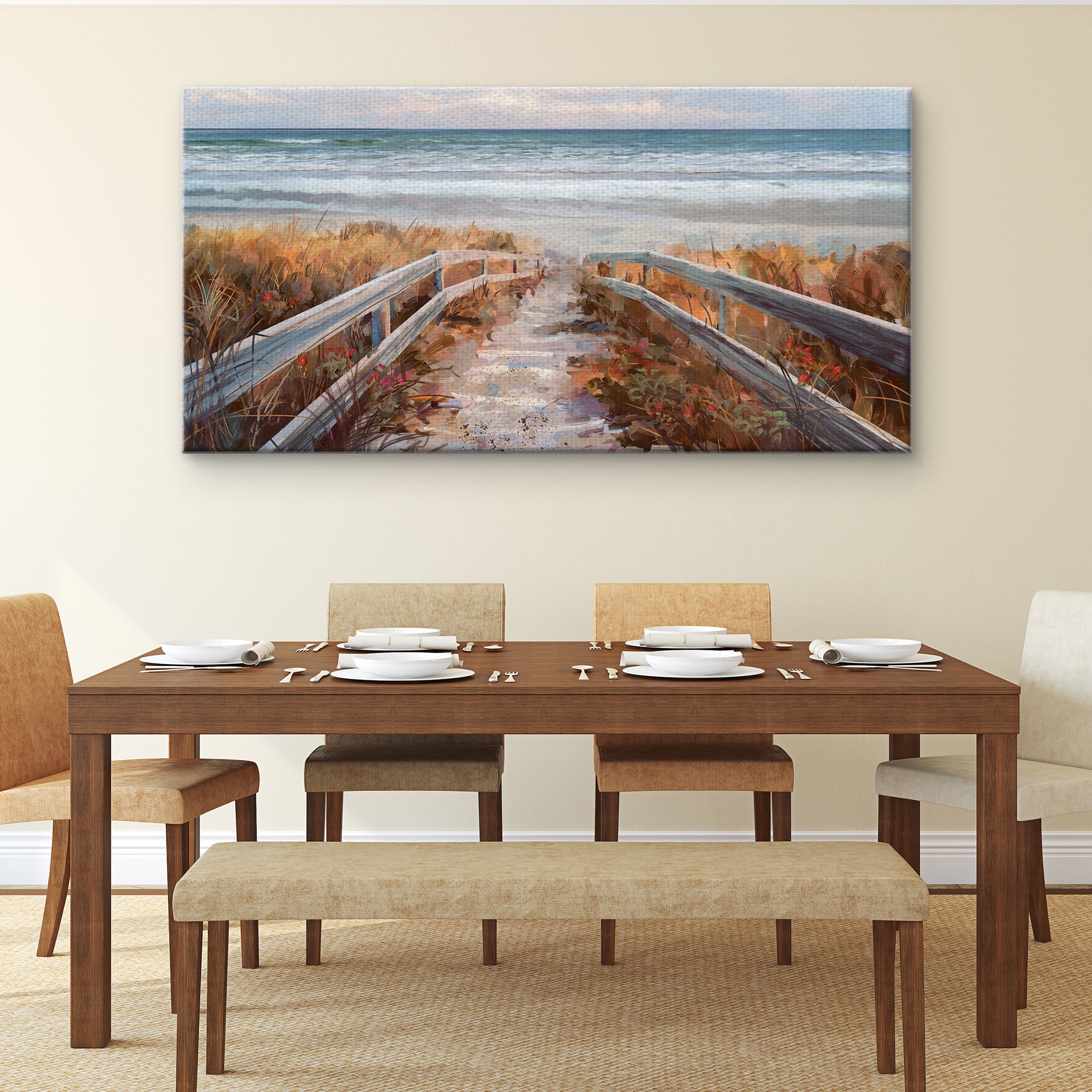 Masterpiece Art Gallery Dune Crossing Ocean By Studio Arts Canvas Art Print 24" x 48"