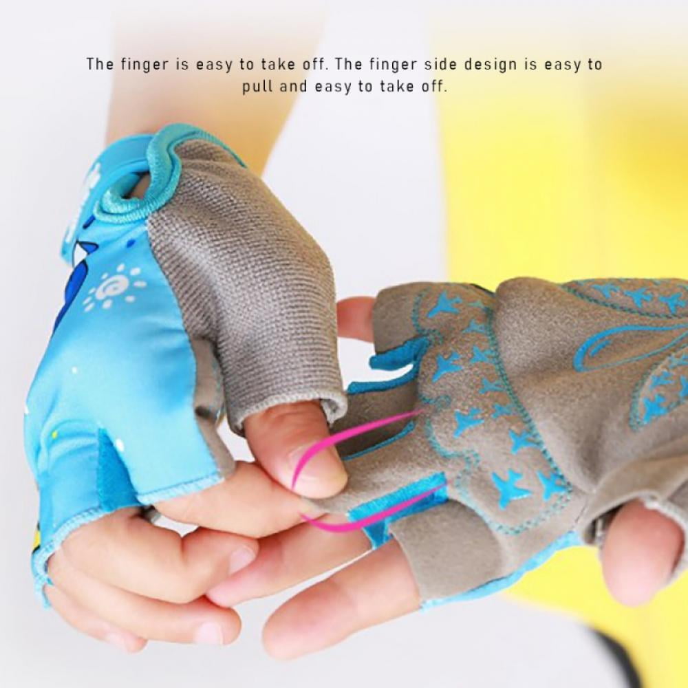 2Pairs Age 5-6,6-7,7-8 Kids Boys Half-Finger Breathable Climbing Gloves Outdoor Adventure Gloves with Anti-Slip Padding Palm Yellow with Blue,SL3101-KIDM Vgo.. 