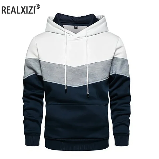 Sudaderas con capucha para hombre Sudadera con capucha de retales ropa deportiva para exteriores moda urbana Sudadera con capucha con bolsillo de lana para hombre Otono Invierno tres colores Walmart e...