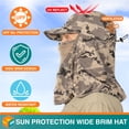 thumbnail image 3 of SUN CUBE Fishing Sun Hat with Neck Flap for Men Women UPF 50+ UV Protection Head Cover, Outdoor Bush Bucket Cap with Face Covering for Hiking Running Mowing Farming, Camo Grey, 3 of 9