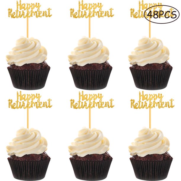 48 Pieces Happy Retirement Cake Picks Retirement Cupcake