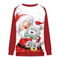 thumbnail image 4 of ICHUANYI Liquidación Camiseta de Blusa Superior con Cuello Redondo y Estampado navideño de Manga Informal para Mujer ICHUANYI WER202308245215, 4 of 5