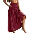 thumbnail image 2 of Women's High-Waisted A-Line Maxi Skirt with Pockets Spring/Summer Casual Loose-Fit Solid Color Pleated Waist Ankle-Length Skirt, Size S-XL, 2 of 9