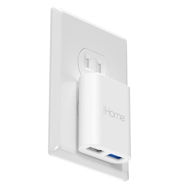 Cargador de Pared USB iHome de 2 Puertos: Cargador USB Multipuerto AC Pro, Adaptador de Enchufe USB