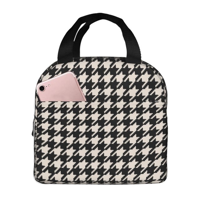 Easygdp Black and white houndstooth Bolsa Térmica Premium - Tela Oxford Impermeable, Gran Capacidad, Bolsillo Frontal, Unisex para Trabajo, Escuela, Actividades al Aire Libre y Picnics